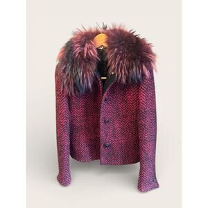 1990'S VERSACE COUTURE RED WOOL MOHAIR JACKET